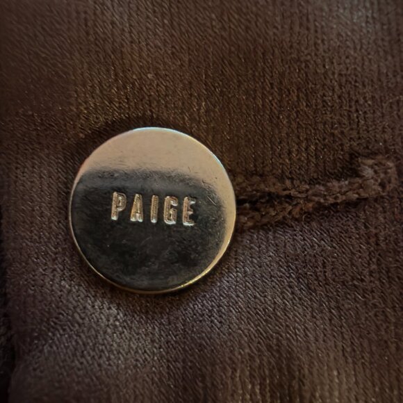 PAIGE Chocolate Shimmer Manhattan High-Rise | Size 27 & Tall Inseam - Picture 8 of 14